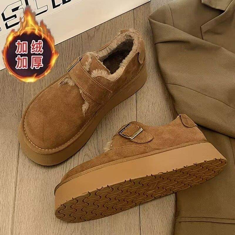 35-43 Damenschuhe in großen Größen, Samt-Beanie-Schuhe Damen Winter verdickt warm Birkenstock Baumwollschuhe dicksohlige rutschfeste Schneestiefel