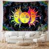 Black Colored Sun Face Tapestry Wall Hanging Abstract Art Hippie Tapiz Witchcraft Mysterious Living Room Background Home Decor