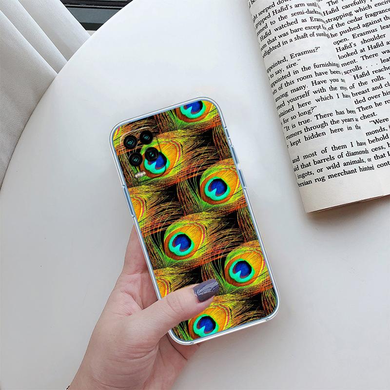 RP55 Pfauenfeder Transparente Hülle für LG K22 K30 K40 K40S K41 K42 K50 K50S K51 K51S K52 K61 K62 K71 K92 Q60 Q61 V40 V50 V60