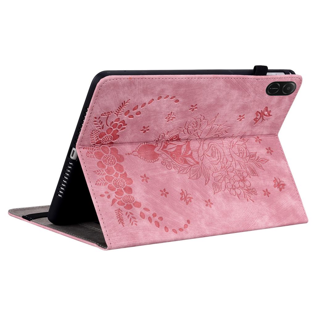 Für Honor Pad X8a Hülle Kartenhalter Kratzfest Lederhülle Rosenblumen Prägung