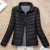Womens Lightweight Packable Down Jacket Thin Short Puffer Coat With Stand Collar Slim Fit