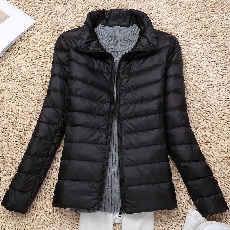 Womens Lightweight Packable Down Jacket Thin Short Puffer Coat With Stand Collar Slim Fit