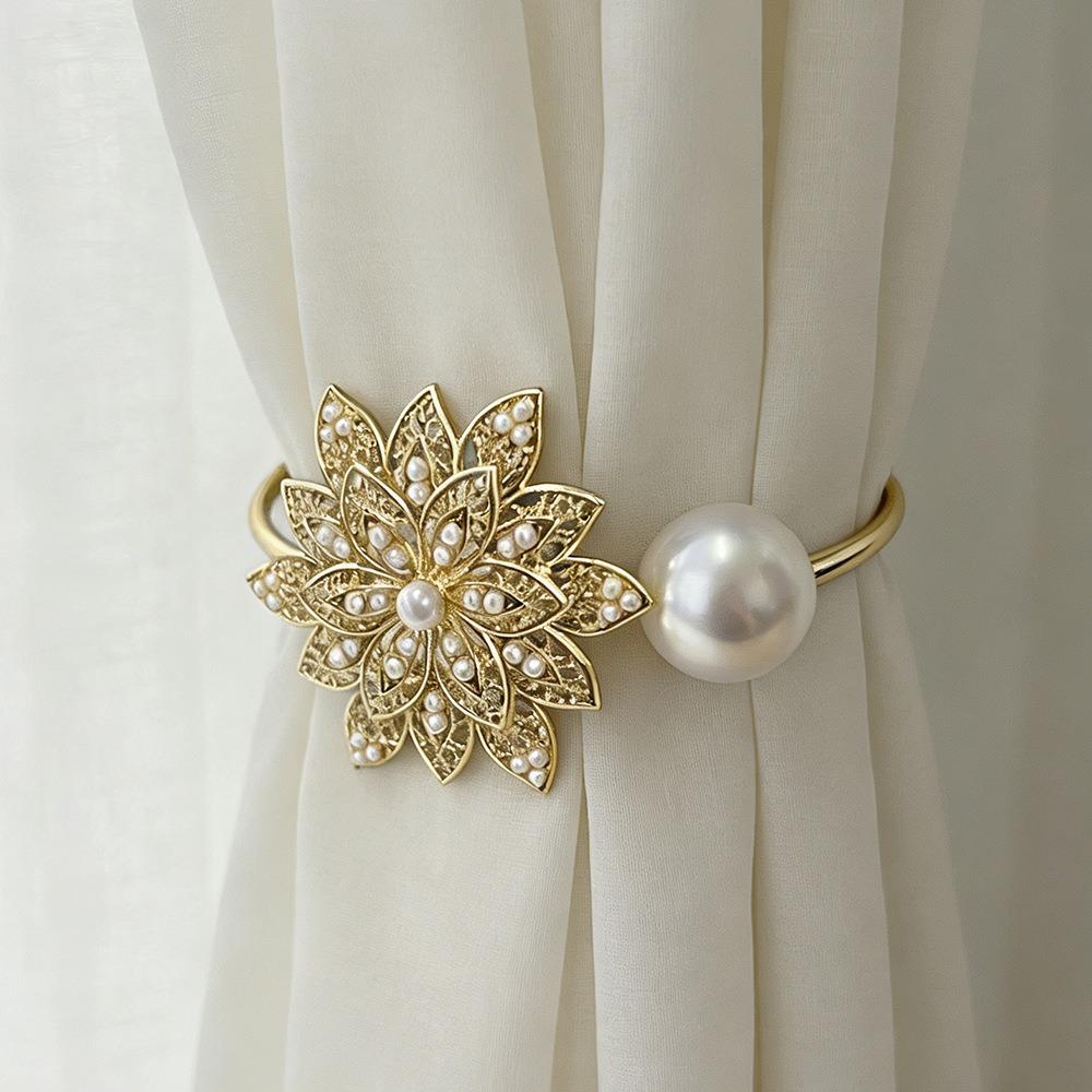 Metal Curtain Tiebacks Light Luxury Pearl Curtain Straps Stylish Curtains Tie Rope Living Room Style 5
