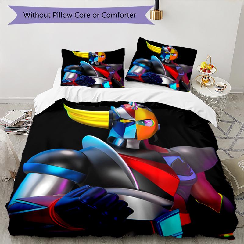 3pcs UFO Robo Grendizer pattern bedding set duvet cover set includes duvet cover &pillowcases, perfect all season bedroom decoration & gift