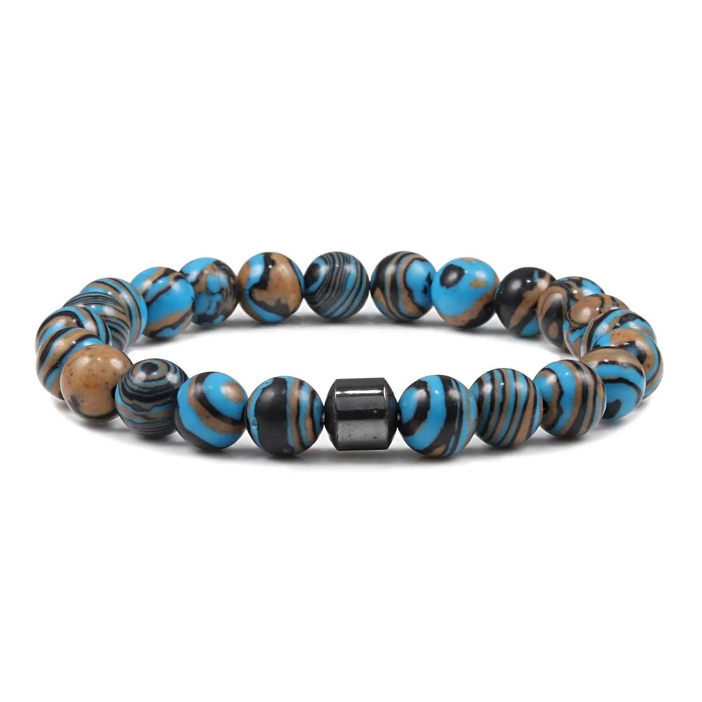 Malachite Beaded Bracelet Cylinder Natural Stone Bracelets High Quality Energy Bangle Classic Strand Jewelry Pulsera
