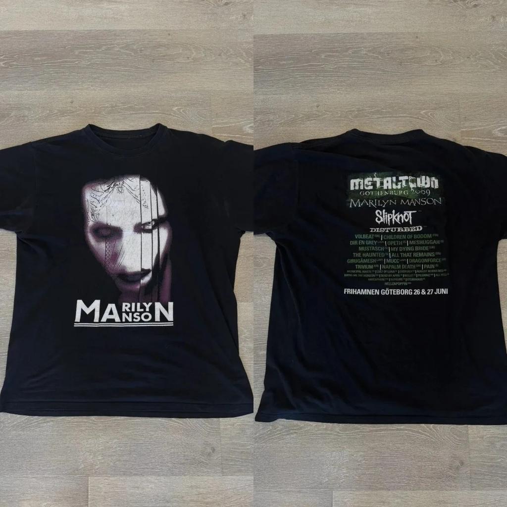 Gothic Rock Marilyn Manson Fan Tees Vintage Death Hype T-shirts Men Women Oversized Y2k 90s Pure Cotton Streetwear Clothing Tops