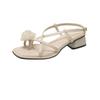 French Flower Sandals Women's 2025 New Summer Great Look Not Tired Thick Heel Toe with Skirt High Heels