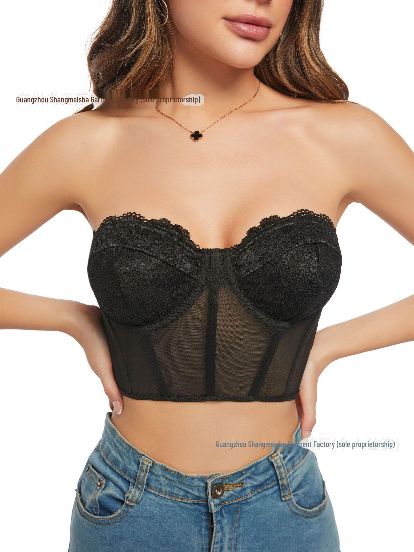 

Женский кружевной бюстгальтер Fishbone с открытой спиной и облегающим кроем XS чёрный