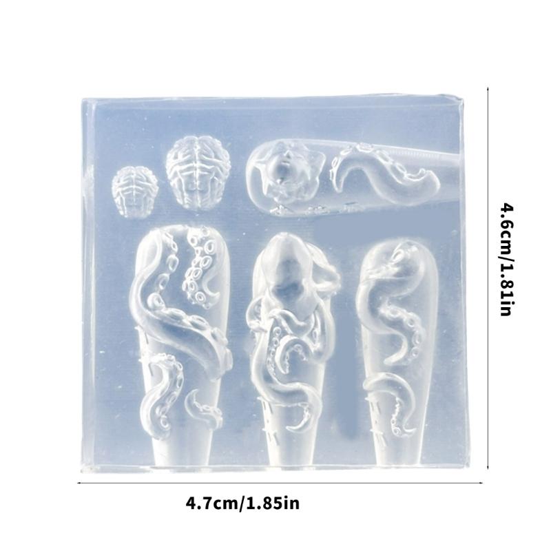 Reusable Heat Resistant Silicone Nail Mold With Elegant Octopus Shape Manicure Mould For Home Salon and Travel Use