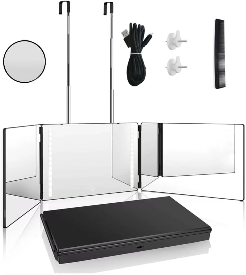 

3-стороннее зеркало с 10-кратным увеличением, 3-стороннее зеркало для стрижки волос, 360-градусное зеркало для макияжа, чтобы видеть затылок