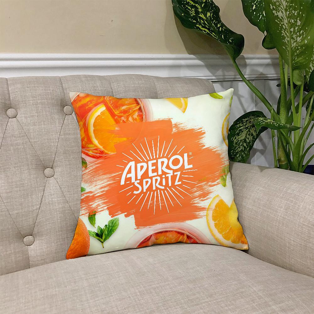A-Aperol S-Spritz Logo Cushion Cover Square Sofa Cushion Cover Casual Skin-Friendly Comfortable Pillow Cover