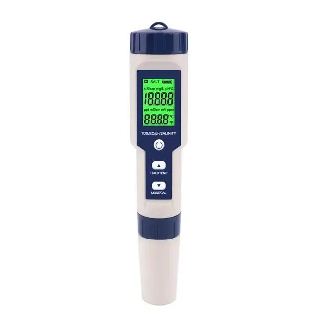 

PH Salinity Meter ORP H2 S.G TEMP Water Quality Monitor Solution Fertilizer Resistivity Tester for Pools,Aquariums