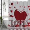 Valentine'S Day Red Love Love Shower Curtain, Bathroom Decorative Shower Curtain, Waterproof Shower Curtain With Hooks