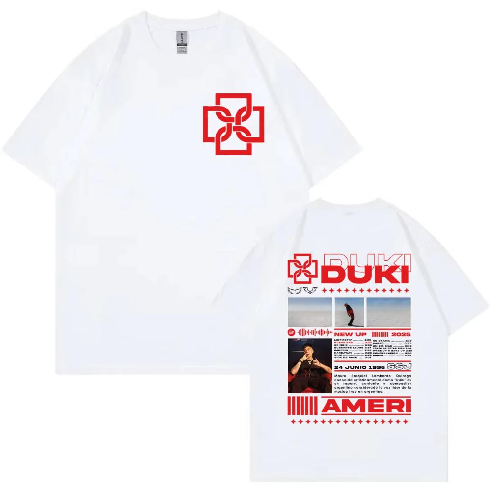 Rapper Duki Tour 2025 Double Sided Print Tshirts Fashion Hip Hop Short Sleeve T Shirts Men Womens High Quality Cotton Tshirts
