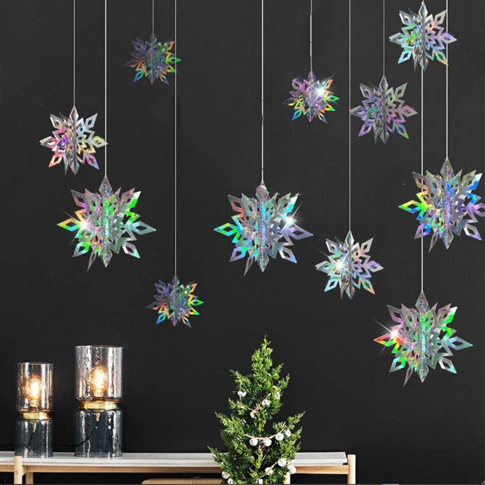 6Pcs/Set DIY Christmas 3D Paper Snowflake Pendant Three-dimensional Christmas Decorations  Gifts