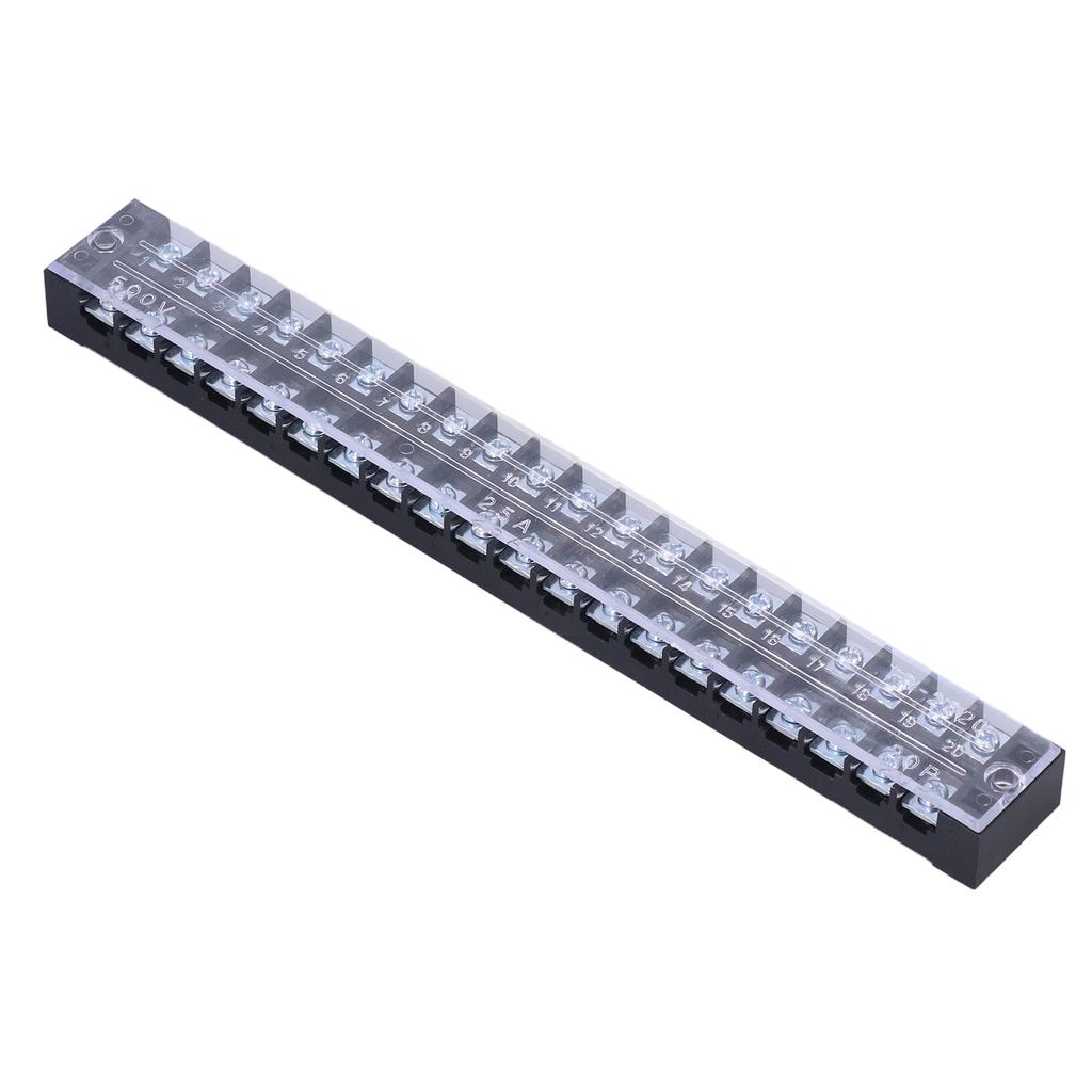 15pcs TB‑2520 Terminal Block 20 Position Dual Row 600V 25A Screw Terminal Strip Blocks