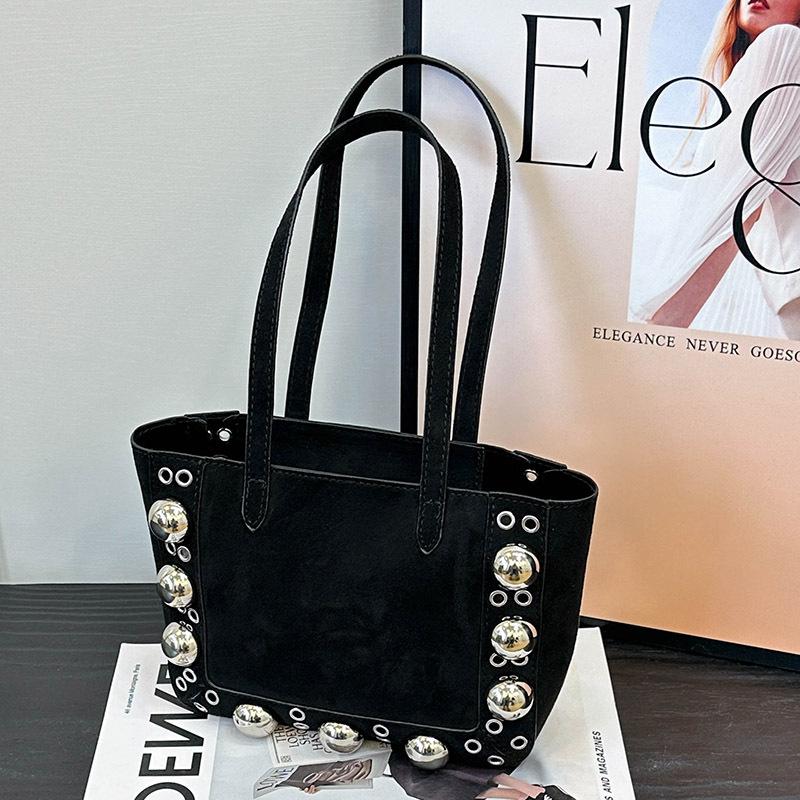 Retro Suede Single-shoulder Handbag, Rivet Handbag, Stylish Underarm Bag
