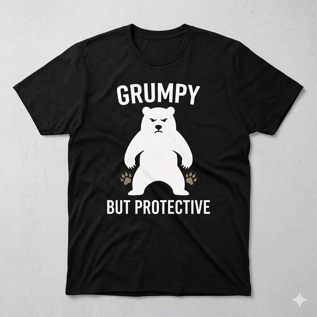 Grumpy But Protective Papa Bear Shirt Funny Father s Day Dad Tee S