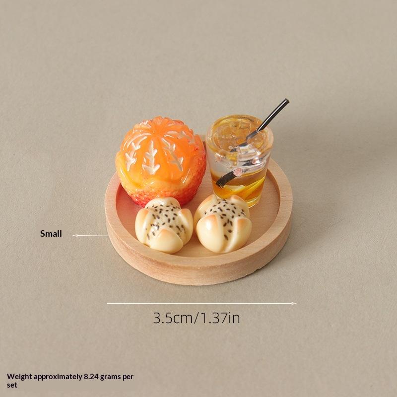 

5Pcs Dollhouse Sumilation Mini Bread Dim Sum Drink With Plate Afternoon Tea Decoration For Kid Pretend Play Playthings
