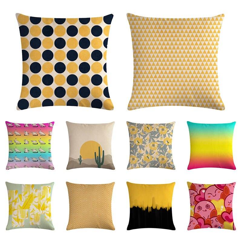 Buy New Pillow Case 45*45 Decor Cushion Cover Yellow Geometric Creative