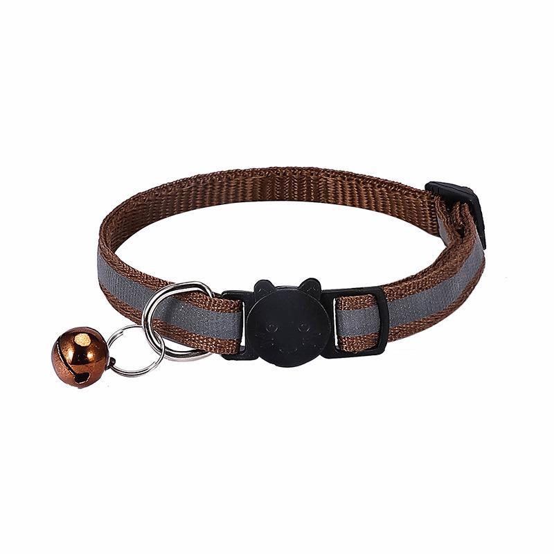 Reflective Cat Collar with Cartoon Cat Head & Colorful Bell