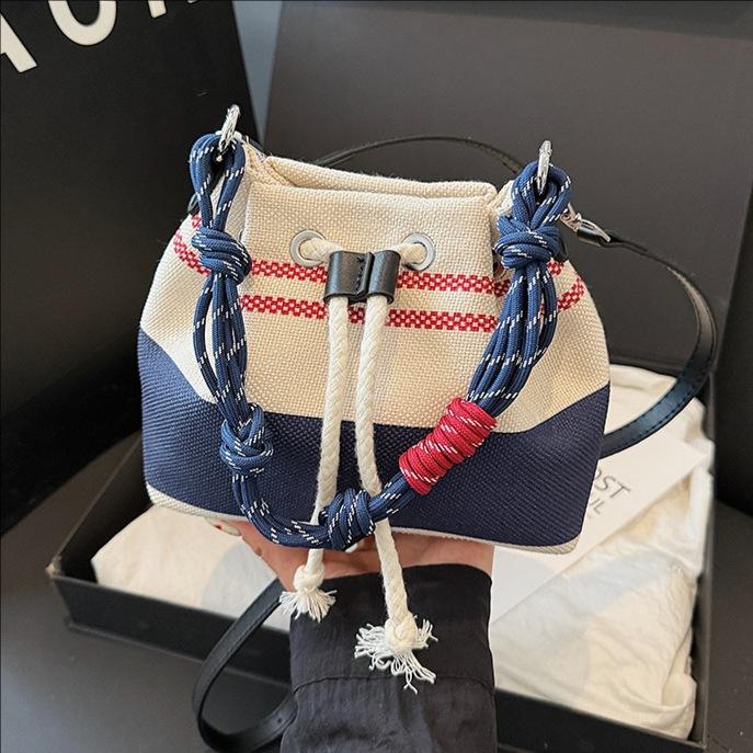 Handbag New Striped Canvas Bag Shoulder Bag Commuter