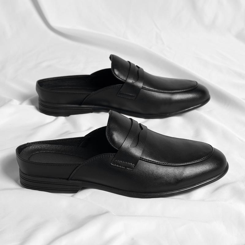 Fashion Genuine Leather Men's Shoes Summer Handmade Cow Leather Casual Sandals Breathable Half Shoes For Men Loafer Slippers Mocassins