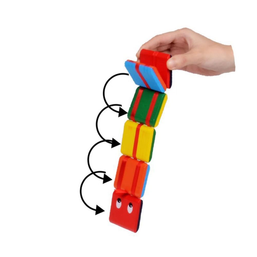 Wooden Magic Blocks Infinite Flip Puzzle Toy Fun Flip Folding Snake Early Education