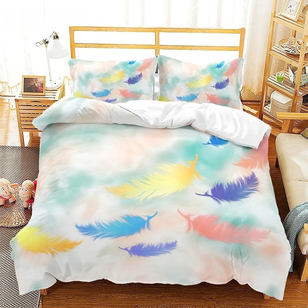 Rainbow Gradient Bedding Set Gradient Colors Duvet Cover with Pillowcases Single Twin Full Queen King Girl Kids Quilt Cover