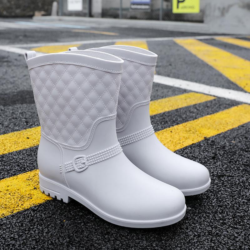 Waterproof Rain Boots Women's Fashion Rubber Shoes Casual Women's Boots Women's Water Shoes Women's Medium Tube Rain Shoes