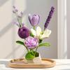 Crochet Bouquet Vase, a Flower Gift for Mothers and Ladies on Mother's Day. Pink Rose Artificial Flower Vase, Suitable for Birth