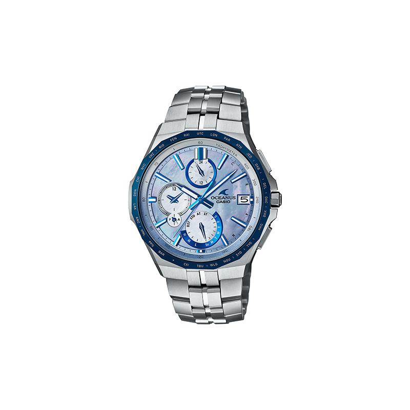 

Casio OCEANUS series-Poseidon 5000 100 meters waterproof quartz movement stainless steel strap Japanese and Korean watch men s watch OCW-S5000APA-2AJF синій