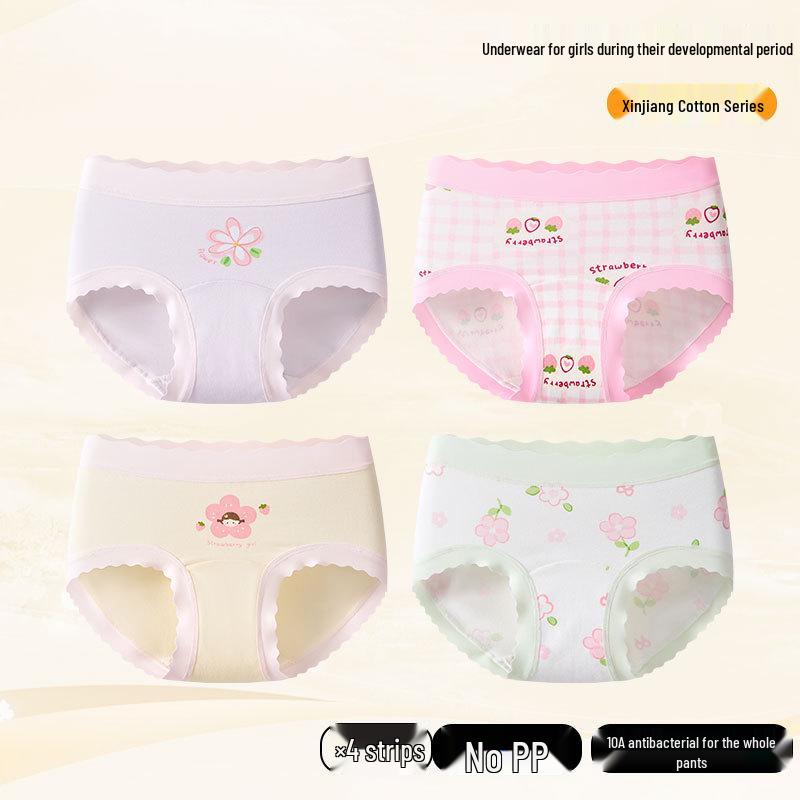 Girls' Pure Cotton Antibacterial Triangle Briefs - No Pinch Comfort for Babies & Older Children (Autumn/Winter)