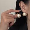 A Champagne French Retro Temperament Simple Cotton Large Pearl Stud Earrings Hepburn Style Earrings High-end Earrings