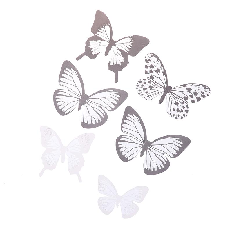 18Pcs/Set Black And White Crystal Butterflies Wall Sticker Beautiful Butterflies Art Decal Home Decor For Refrigerator Kids Room