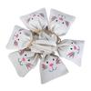 White cotton linen reusable candy bag for Easter with rabbit ear design heat transfer print measures 23 11cm one bag or ten