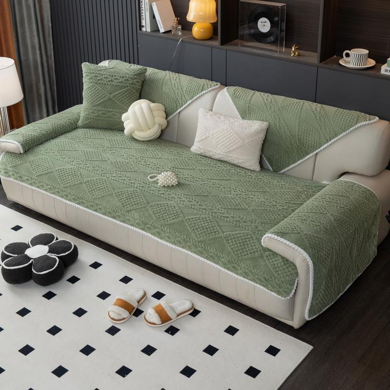 Nordic Jacquard Sofa Cover Shu Velveteen Couch Cover Living Room Sofa Cushion Non-slip Sofa Towel L-shaped Couch Protective Case