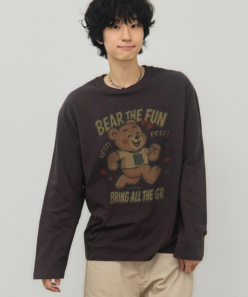 GRAVER [Unisex] Running Bear Long Sleeve T-Shirt_3 Colors