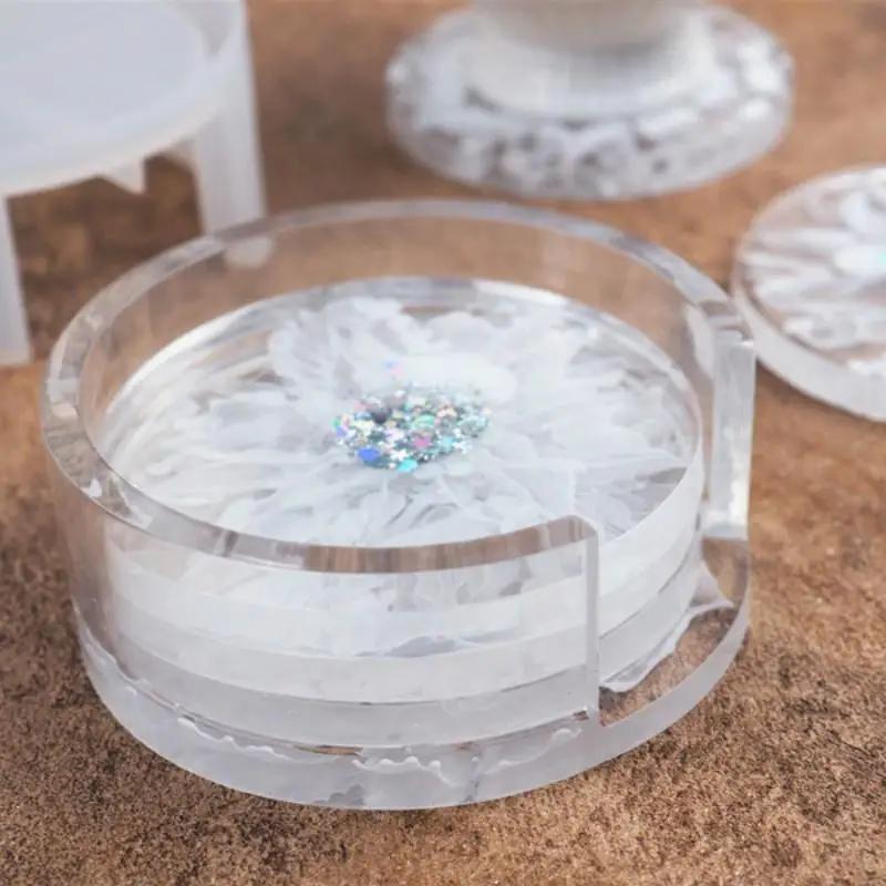 Round Cup Storage Box Mold Diy Crystal Epoxy Resin Coaster Round Coaster Box Storage Box Silicone Mirror Mold