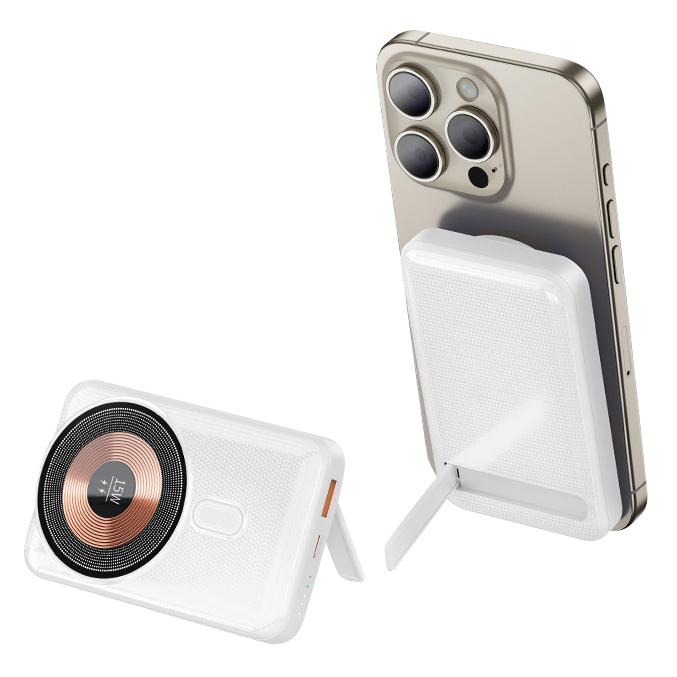 

H19 10000mAh Power Bank 15W Магнітна бездротова зарядка Зарядний пристрій з підставкою White