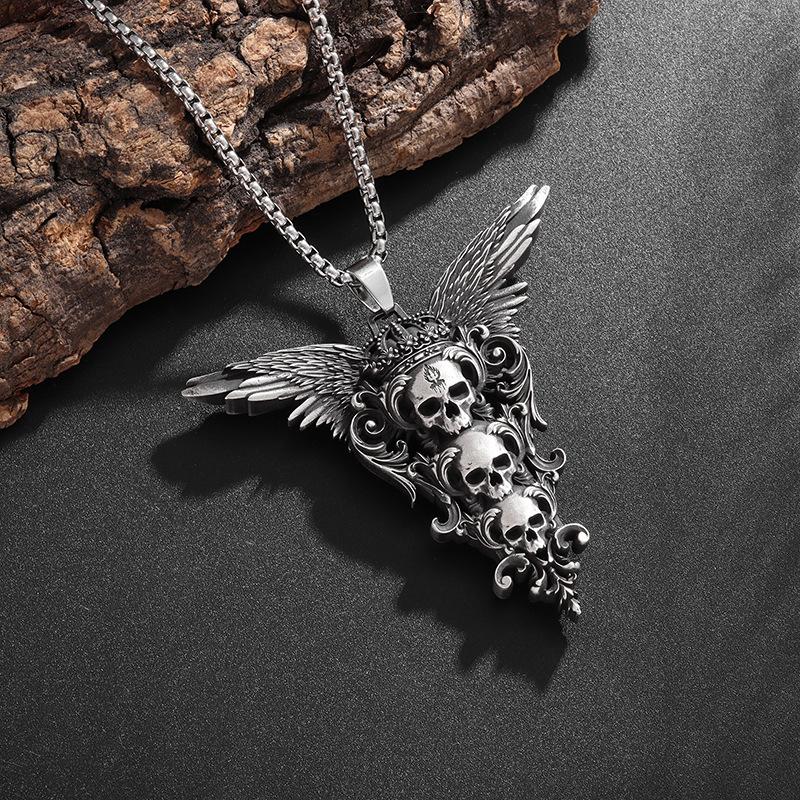 Accessories Skull Wings Style Hip Hop Trendy Men's Pendant Necklace
