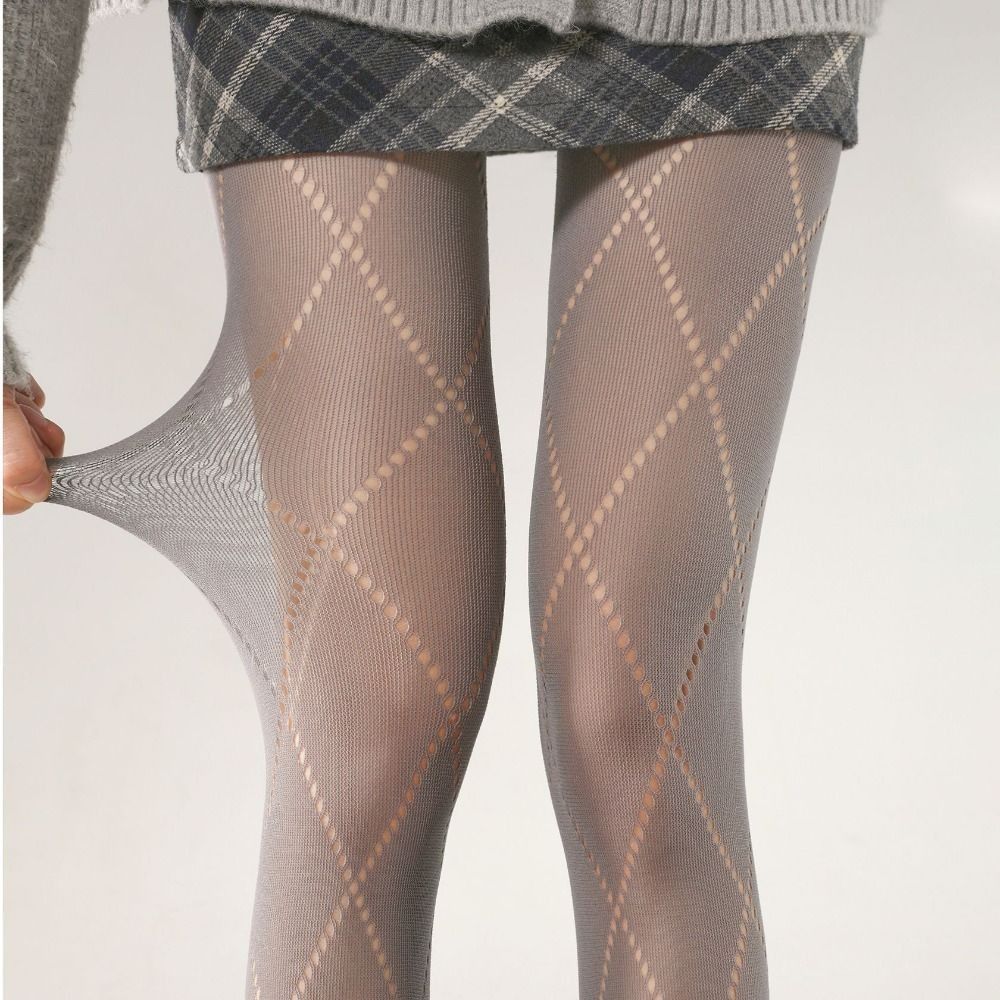 Hollow Out Knitted Pantyhose Jacquard Leggings Sexy Slim Stockings  Female Lingerie