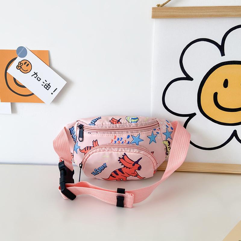 Stylish Children's Canvas Crossbody Bag With Adorable Cartoon Dinosaur Design