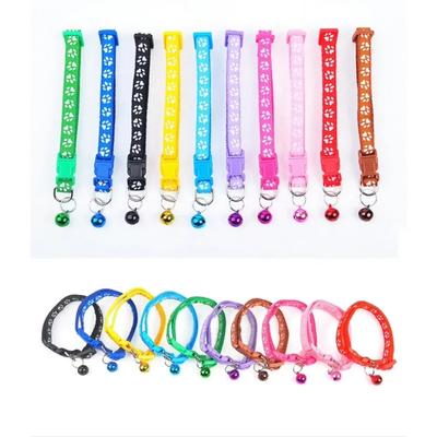 Cute Bell Collar Adjustable Buckle Cat Collar Pet Supplies Footprint Personalized Kitten Collar Small Dog Accessory Cat Box Flea