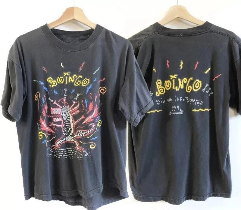 1991 Oingo Boingo band 2 sided Reprint basic black Unisex T shirt
