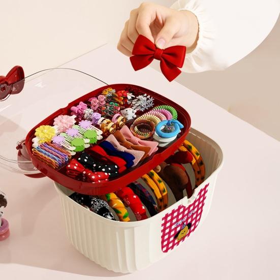 Aufbewahrungsbox für Haaraccessoires Staubdichter Deckel mit Schleifen-Dekor Schichtbehälter für Kinderclips Krawatten