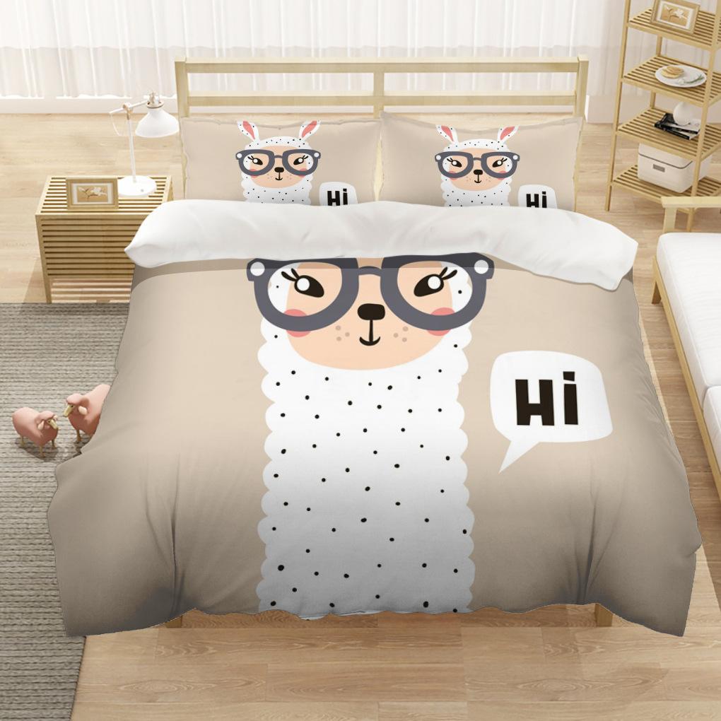Alpaca Duvet Cover King/Queen Size Alpacas In Love Pattern Bedding Set Black White Argentina Animal 2/3pcs Polyester Quilt Cover