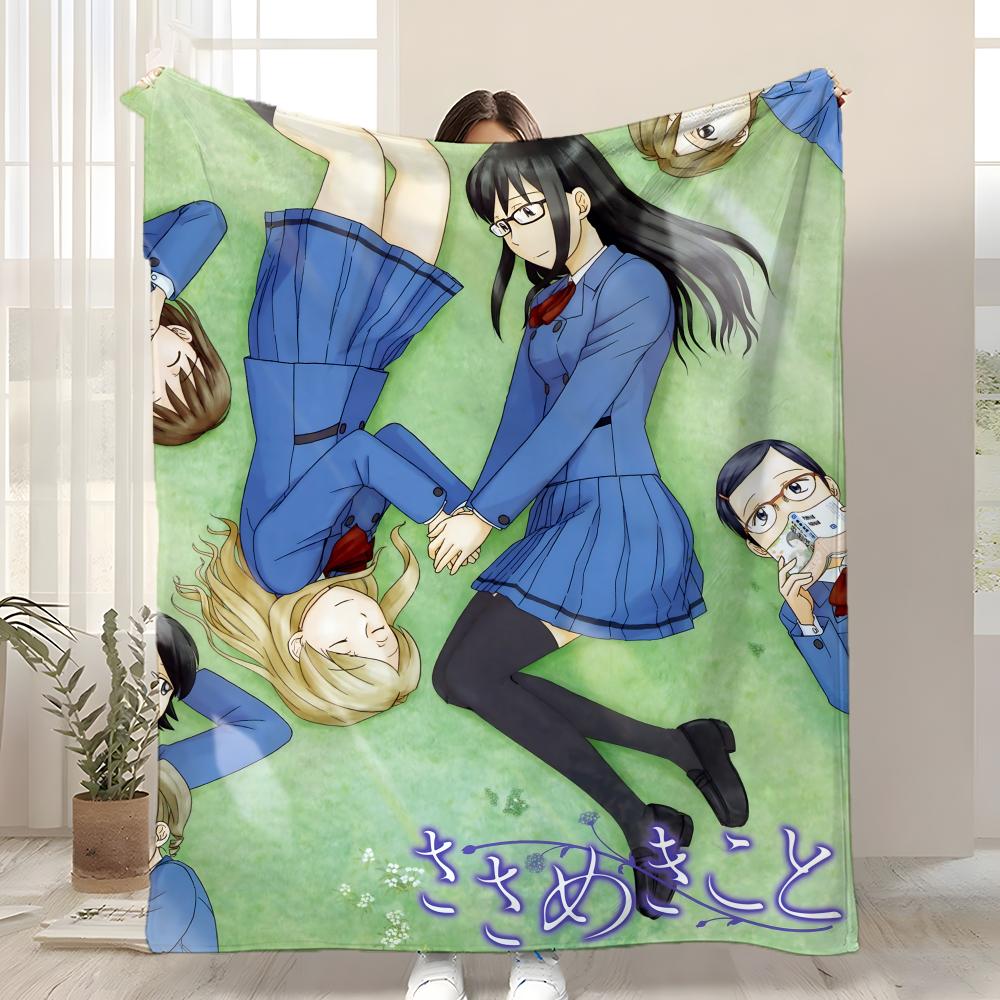 Anime Whispered Words Throw Kid-Friendly Flannel Throw Blanket Soft Warm Anti-Static Washable All Season