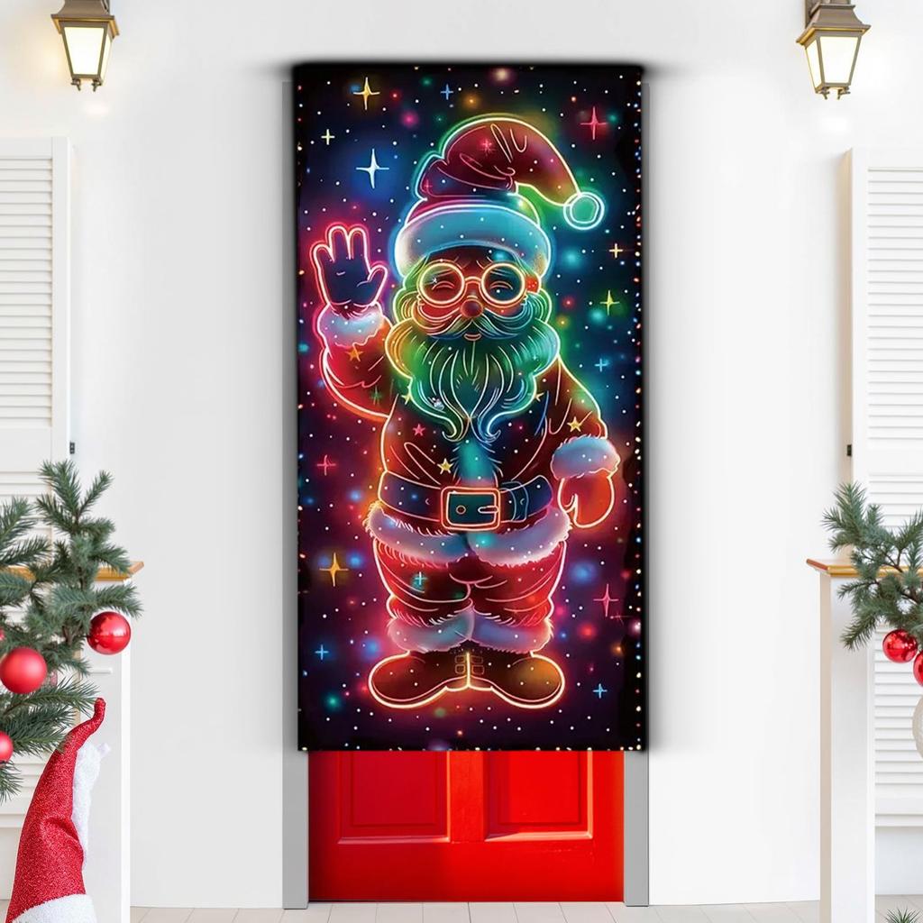 Christmas UV Fluorescent Door Banner/cover Background/holiday Party Decoration/Christmas Decorative Hanging Cloth