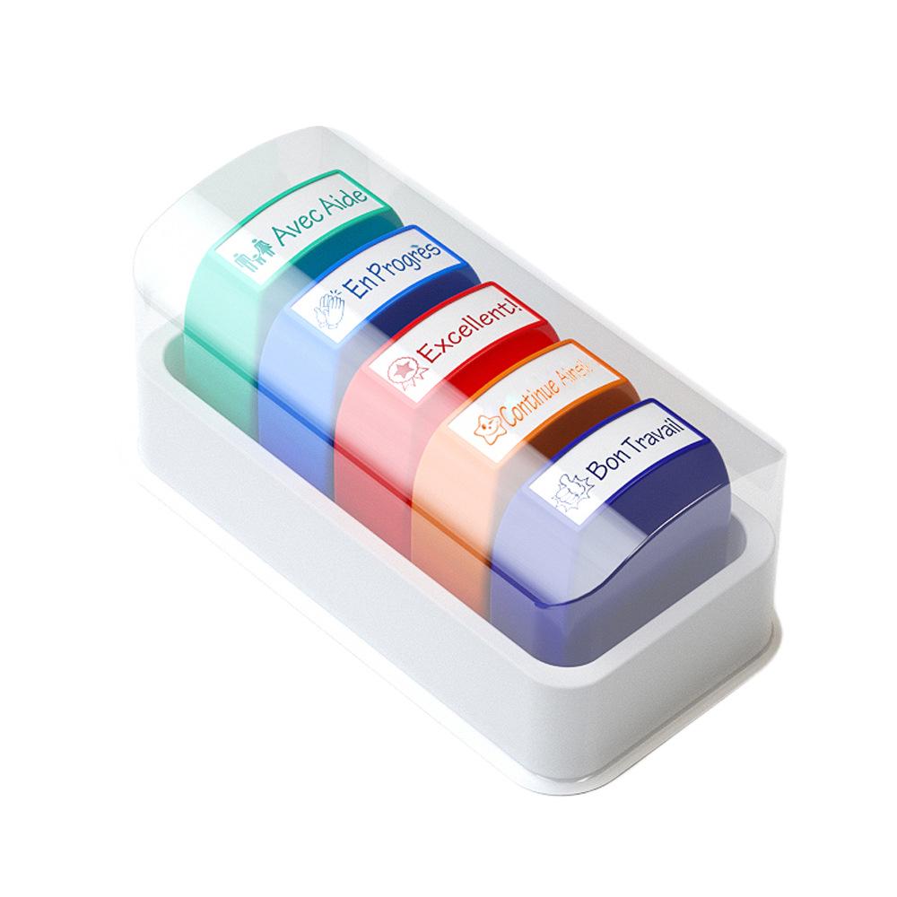 

Colorful German & French Teacher Stamps Set - 8 Motivational and Encouraging Designs for Classroom & Homework